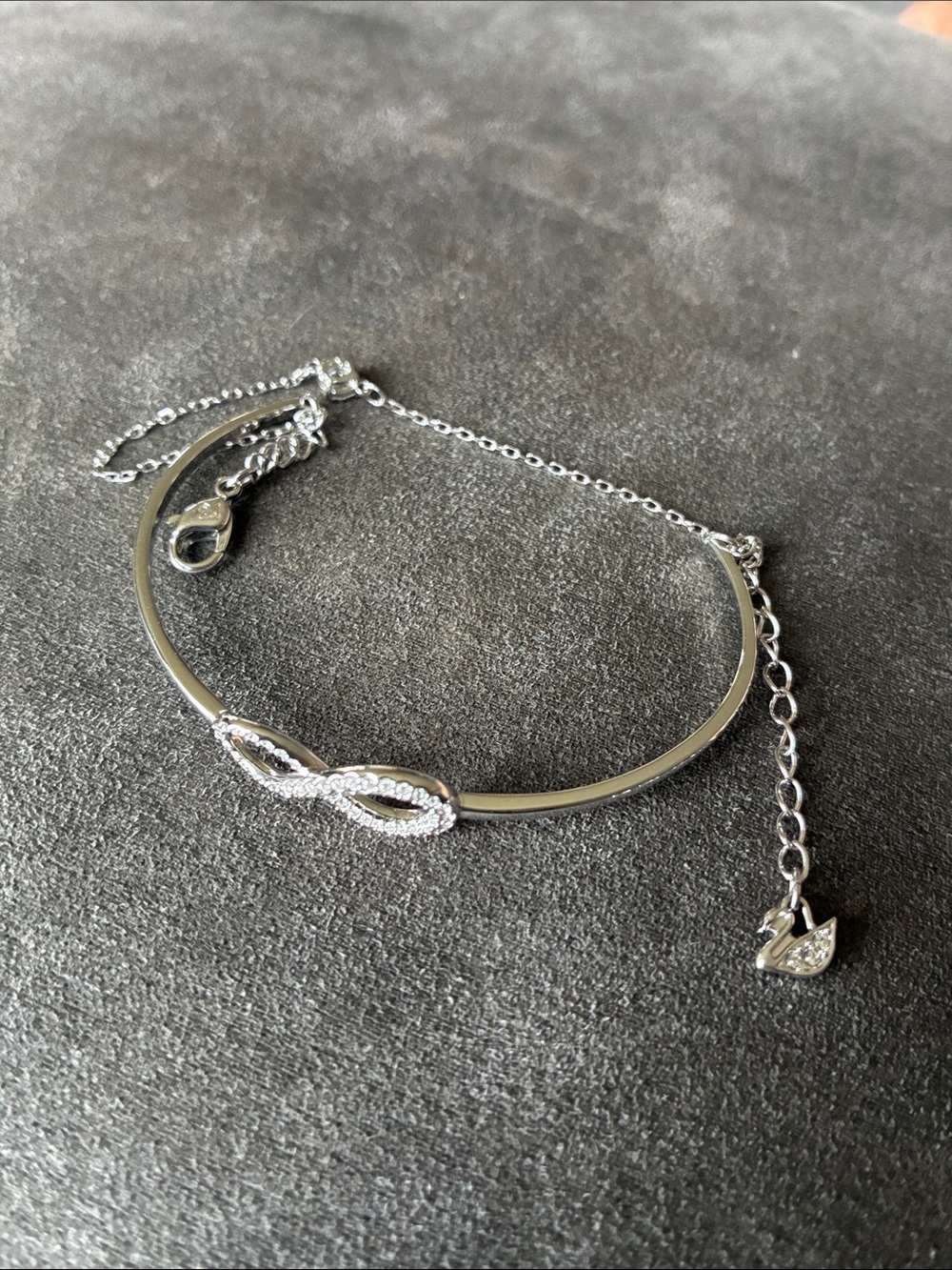 Silver Swavorski Infinity Crystal Accent Bracelet - Unbranded